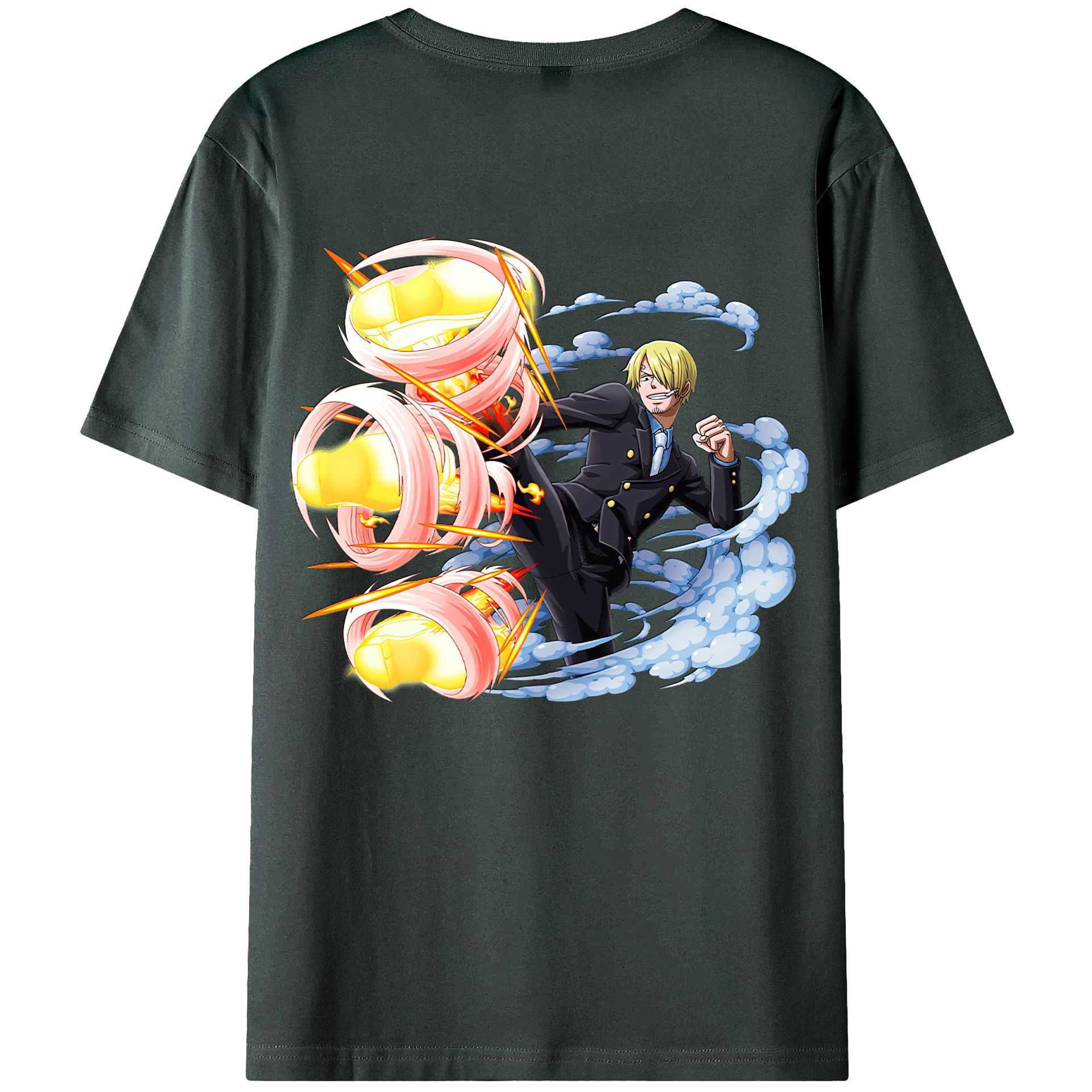 （画像用） ワンピース サンジ ONE PIECE Sanji 綿100％ メンズ半袖Tシャツ（バックプリント） 通気性